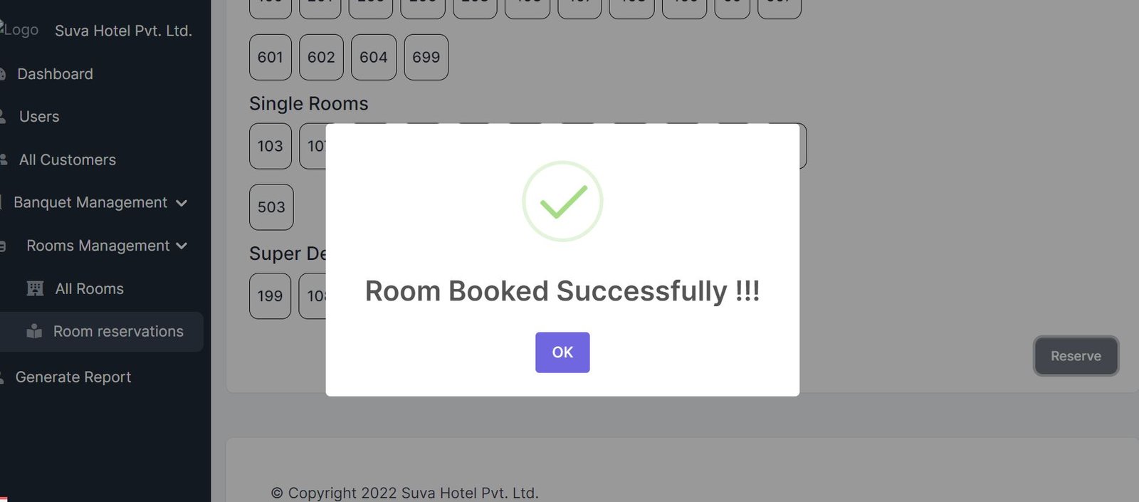 Room and Banquet Booking system